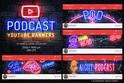 Neon Podcast YouTube Templates, a Social Media Template by Andrew Skoch Design (Thumbnail 1 of 8)