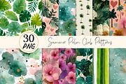 Summer Palm Club Seamless Patterns, an Illustration by DreamPrint404 (Thumbnail 1 of 6)