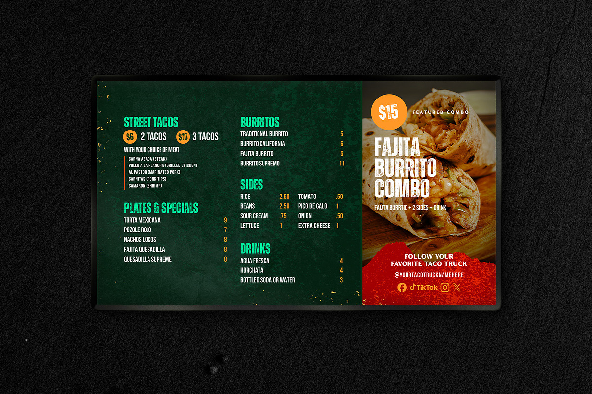 Tacos TV Menu Template for Canva, a Marketing Template by Evan Olsen Studios (Photo 9 of 9)