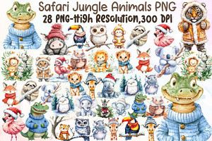 Safari Animals Clipart Jungle Animal, an Illustration by Sublimation Artist
