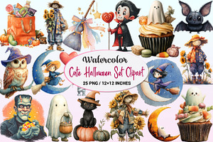 Cute Halloween Set Clipart, a Graphic by CitraGraphics