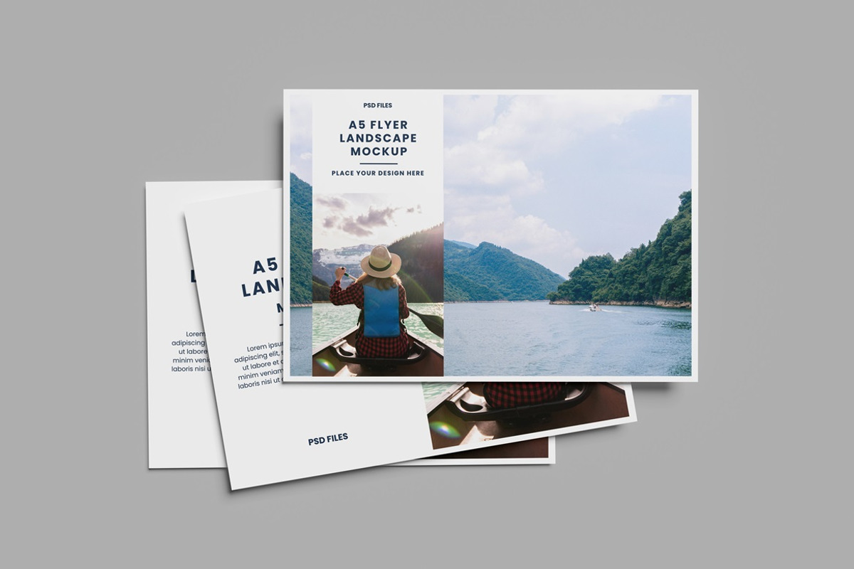A5 Flyer Landscape Mockup, an Advertising Mockup by AndikaGraphic (Photo 7 of 8)