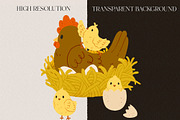 Funny chickens farm clipart, an Animal Illustration by LukaJreym (Thumbnail 5 of 7)