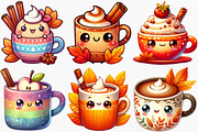 Kawaii Autumn Coffee Clipart Bundle, an Illustration by Canvas Craft (Thumbnail 2 of 8)