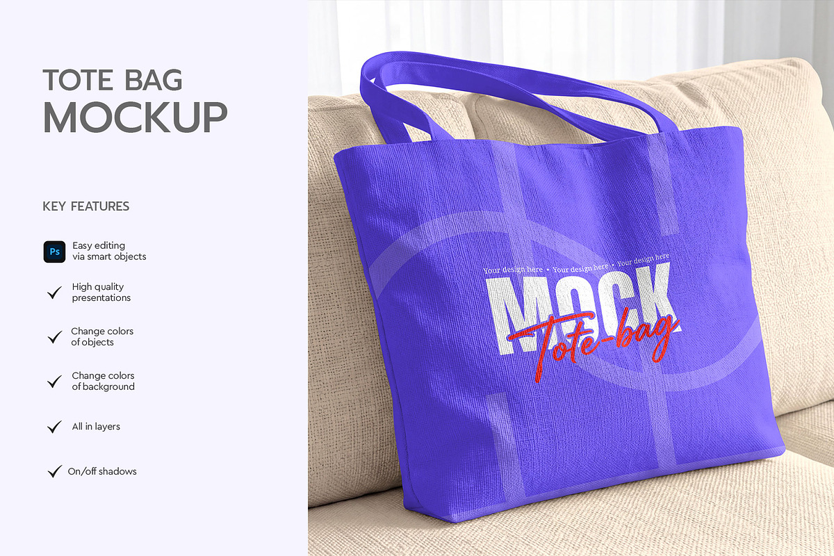Tote Bag Mockup Template, a Merchandise Mockup by graphypix (Photo 2 of 4)