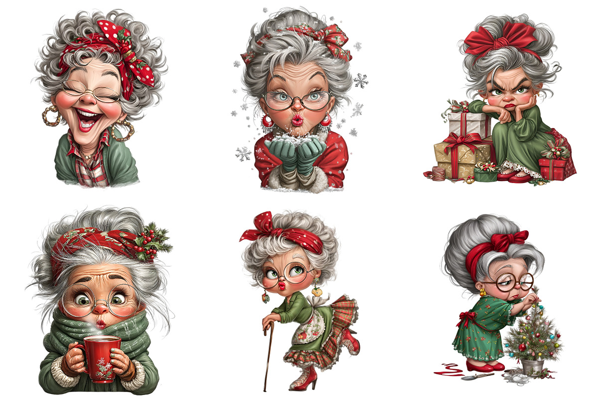 Funny Christmas Grandma PNG, an Illustration by Craft Nest (Photo 8 of 11)