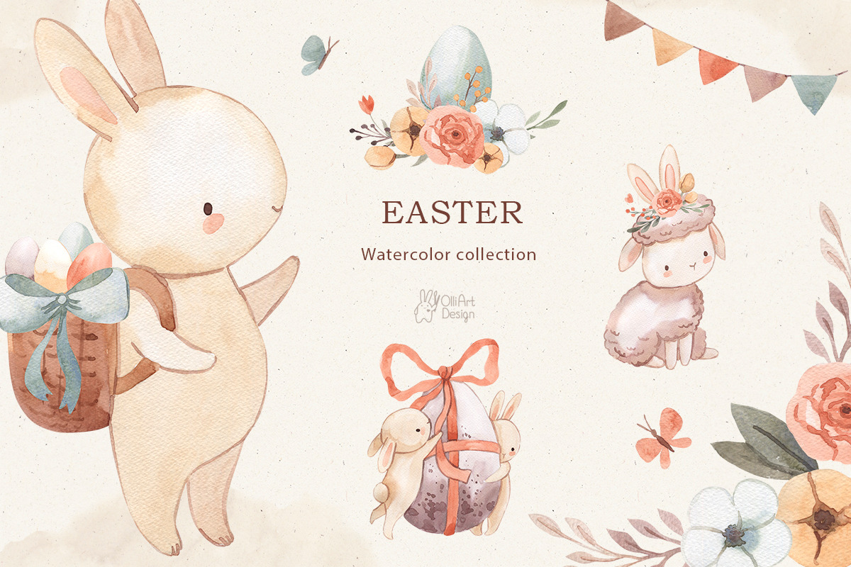 EASTER. Watercolor clipart, an Animal Illustration by OlliArtDesign (Photo 1 of 7)