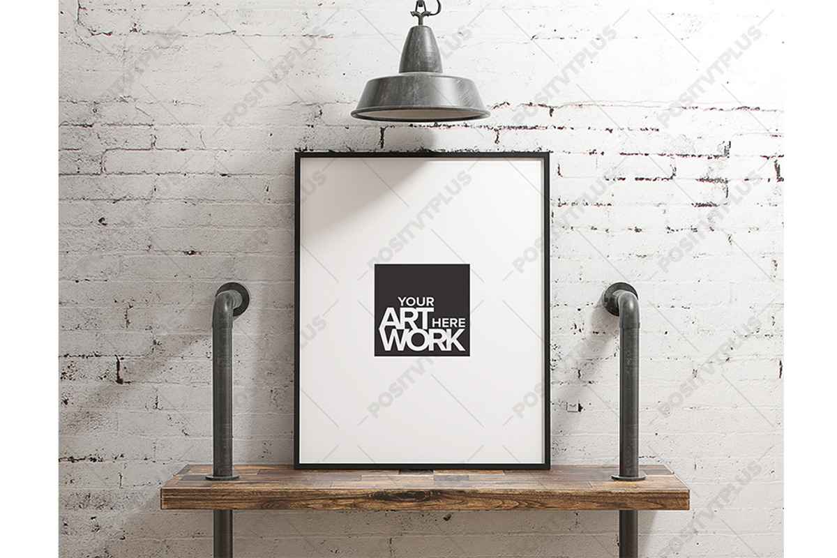 Poster Mockup Industrial pipe shelve, a Print Template by positvtplus