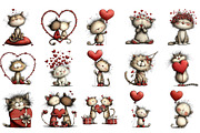 Whimsical Cats Valentine's Day PNG, an Illustration by Craft Nest (Thumbnail 3 of 5)