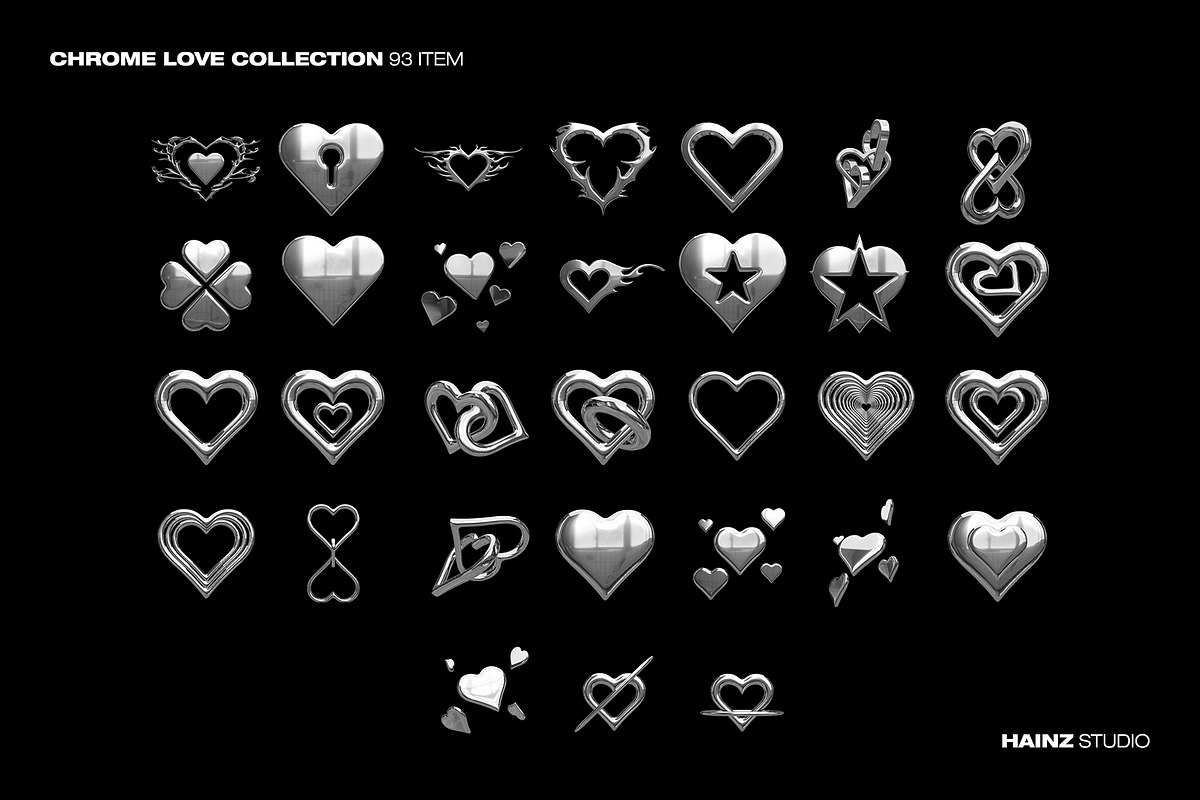 Chrome Love Collection – 93 Item PNG, an Object Graphic by Hainz Studio (Photo 10 of 10)