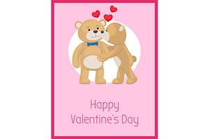 Happy Valentines Day Poster Teddy Bears Couple