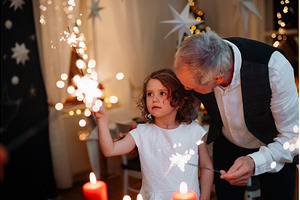 Grandfather and granddaughter, a Holiday Photo by HalfPoint