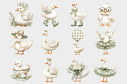 Watercolor Green Silly Goose Clipart, a Seasonal Illustration by Design Market (Thumbnail 4 of 5)