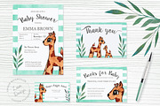 Watercolor Giraffe Baby Shower Set, an Invitation Template by Love Design (Thumbnail 1 of 5)