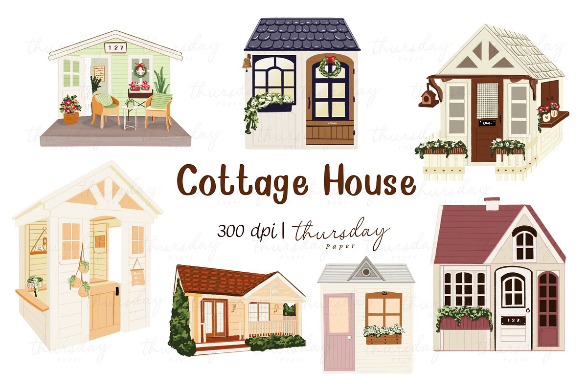 Cottage house illustrations, an Illustration by Thursdaypaper (Photo 1 of 4)