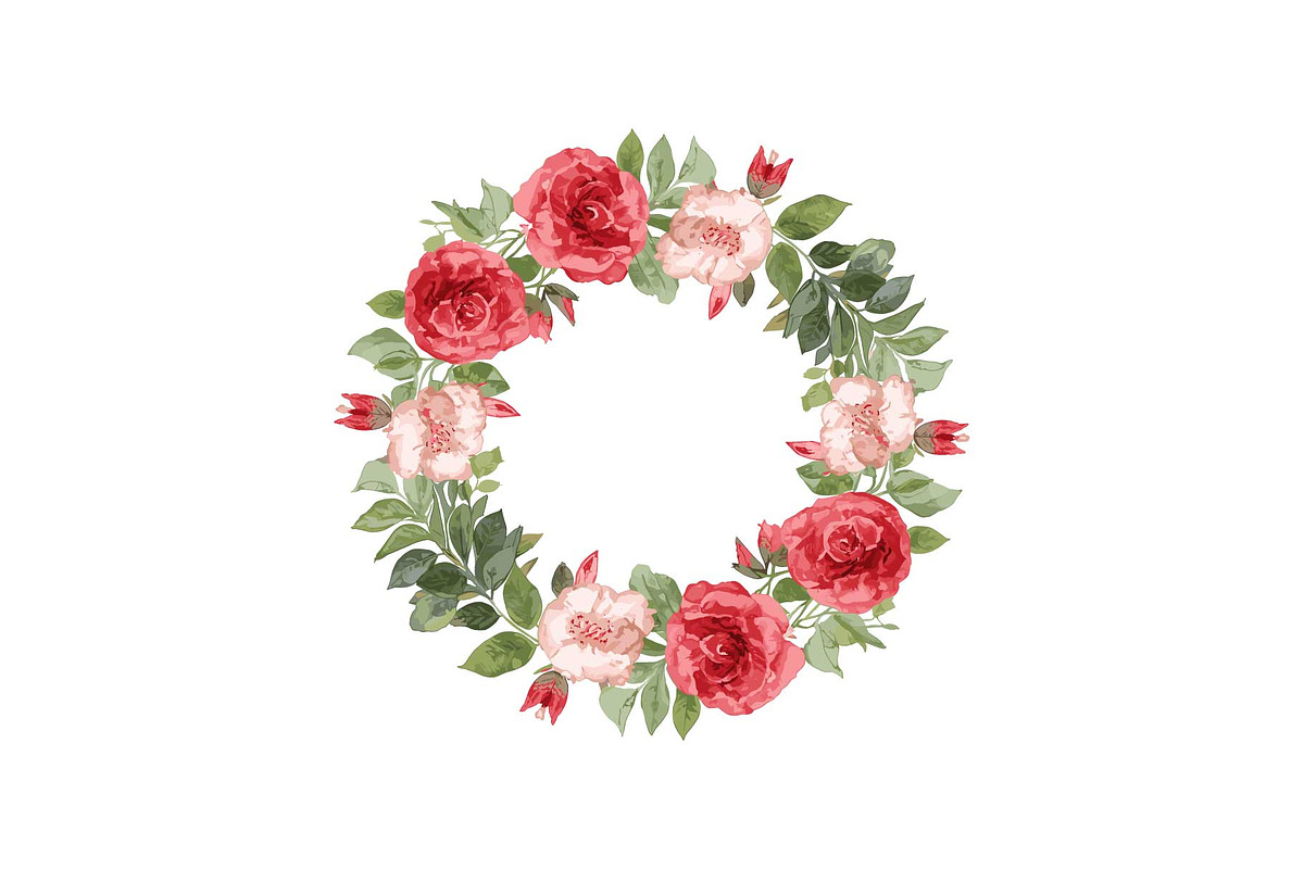 Romantic Rose Wreath Clipart Set, an Object Graphic by Designs_River (Photo 1 of 13)