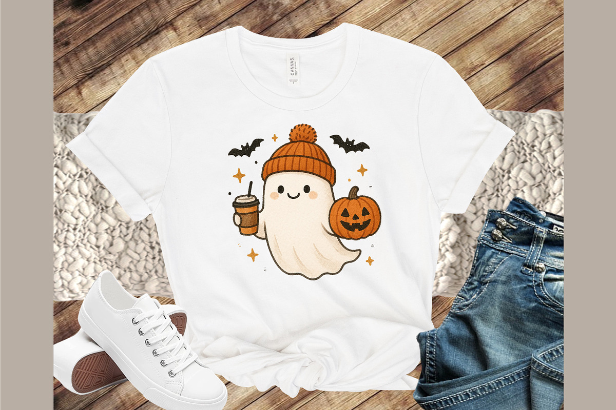 Cute Ghost Coffee Pumpkin Halloween, an Illustration by Sublimation Artist (Photo 6 of 9)