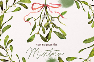 Mistletoe watercolor clipart