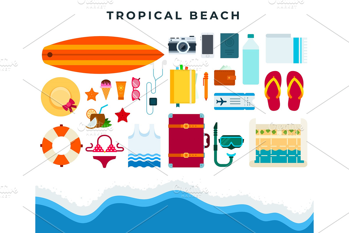 Tropical beach rest, set of summer, an Object Graphic by Mountain Brothers