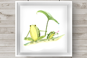 Watercolor Mother & Baby - Frogs, an Animal Illustration by Tati Bordiu (Thumbnail 1 of 3)