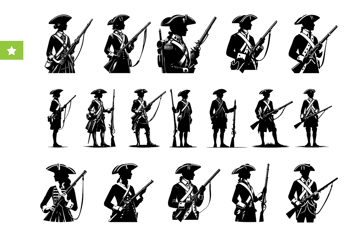 Colonial Soldier Silhouette Set, an Object Graphic by RT Studio (Photo 1 of 3)