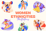 Women Ethnicities Flat Icons, a Person Illustration by Creative Stall (Thumbnail 1 of 10)
