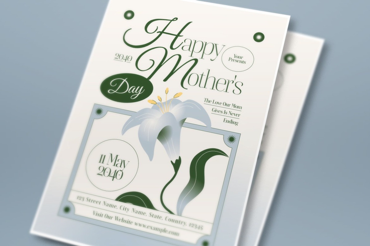 Blue Vintage Aesthetic Mother's Day, a Flyer Template by graphicook (Photo 2 of 3)
