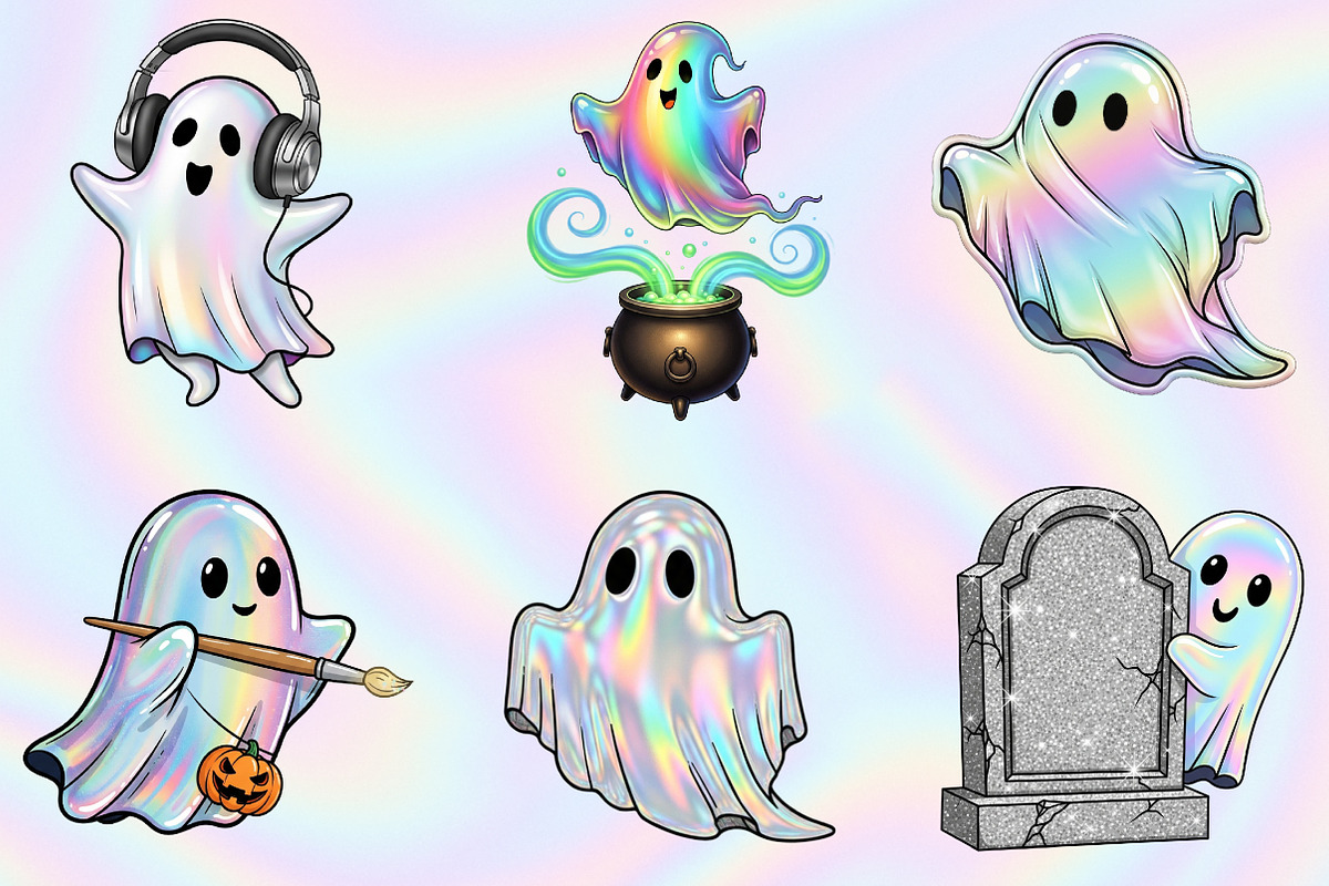 Halloween Iridescent Ghost Clipart, an Illustration by RobertsArt (Photo 7 of 7)