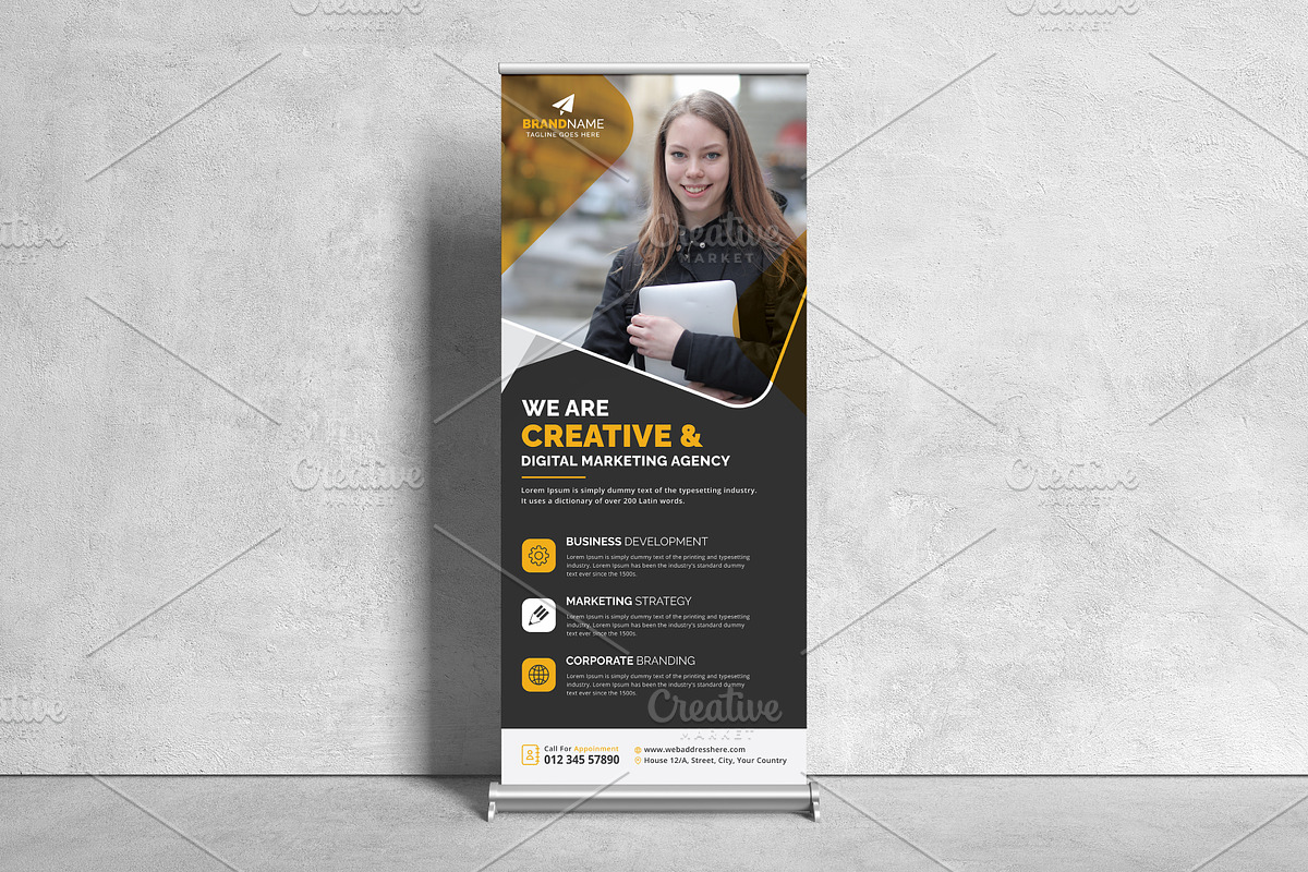 Corporate Business Roll Up Banner, a Stationery Template by GraphicsBurg
