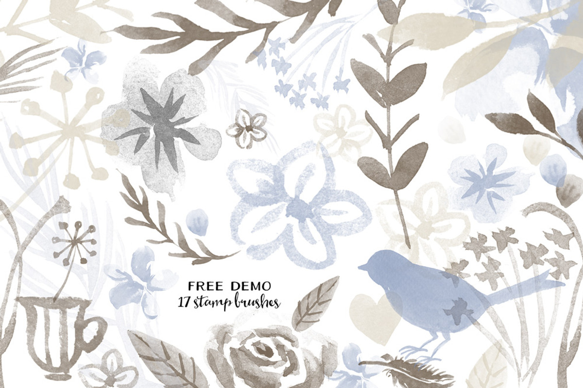 1200+ Watercolor PS Stamp Brushes, a Brush Add-On by kite-kit (Photo 7 of 11)