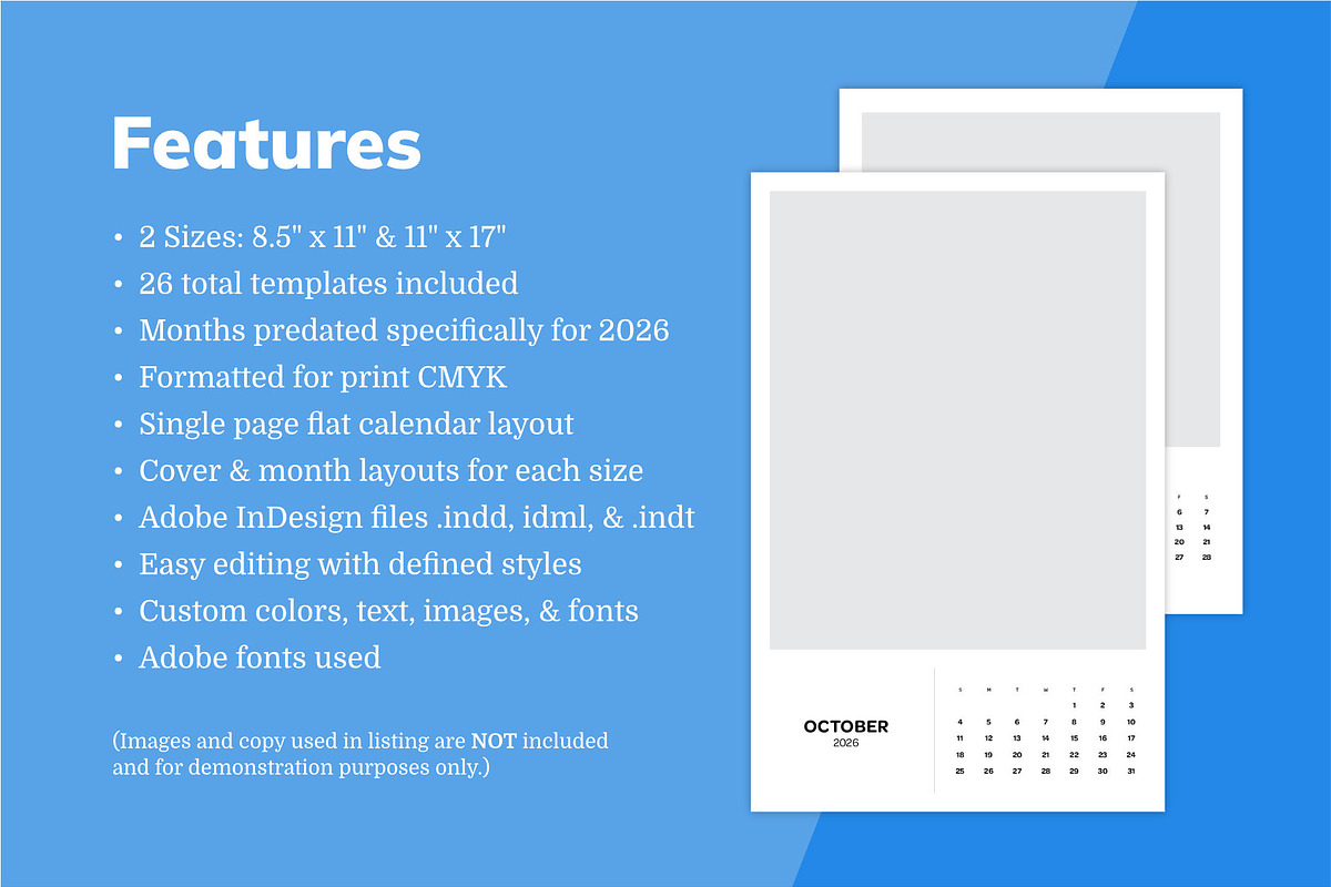2026 InDesign Calendar Templates, a Marketing Template by Dandymark (Photo 2 of 6)