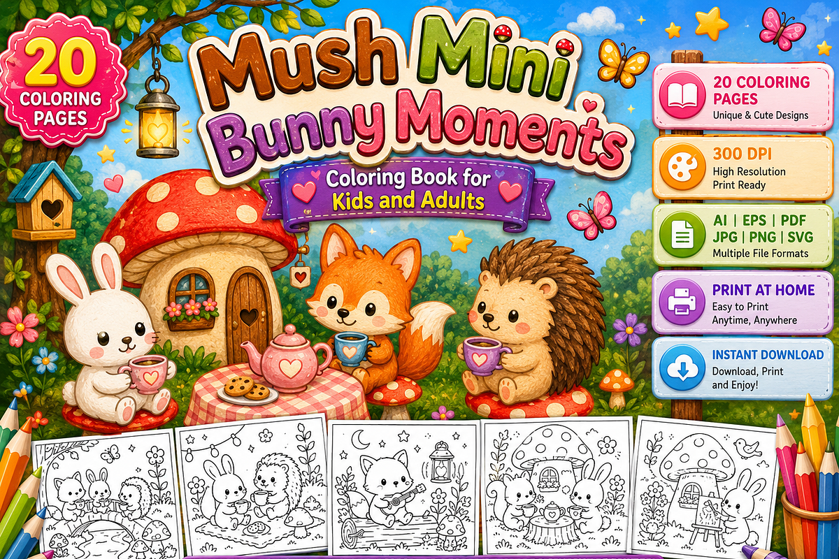 Mush Mini Bunny Moments Color Book, an Animal Illustration by Design Zone (Photo 3 of 5)