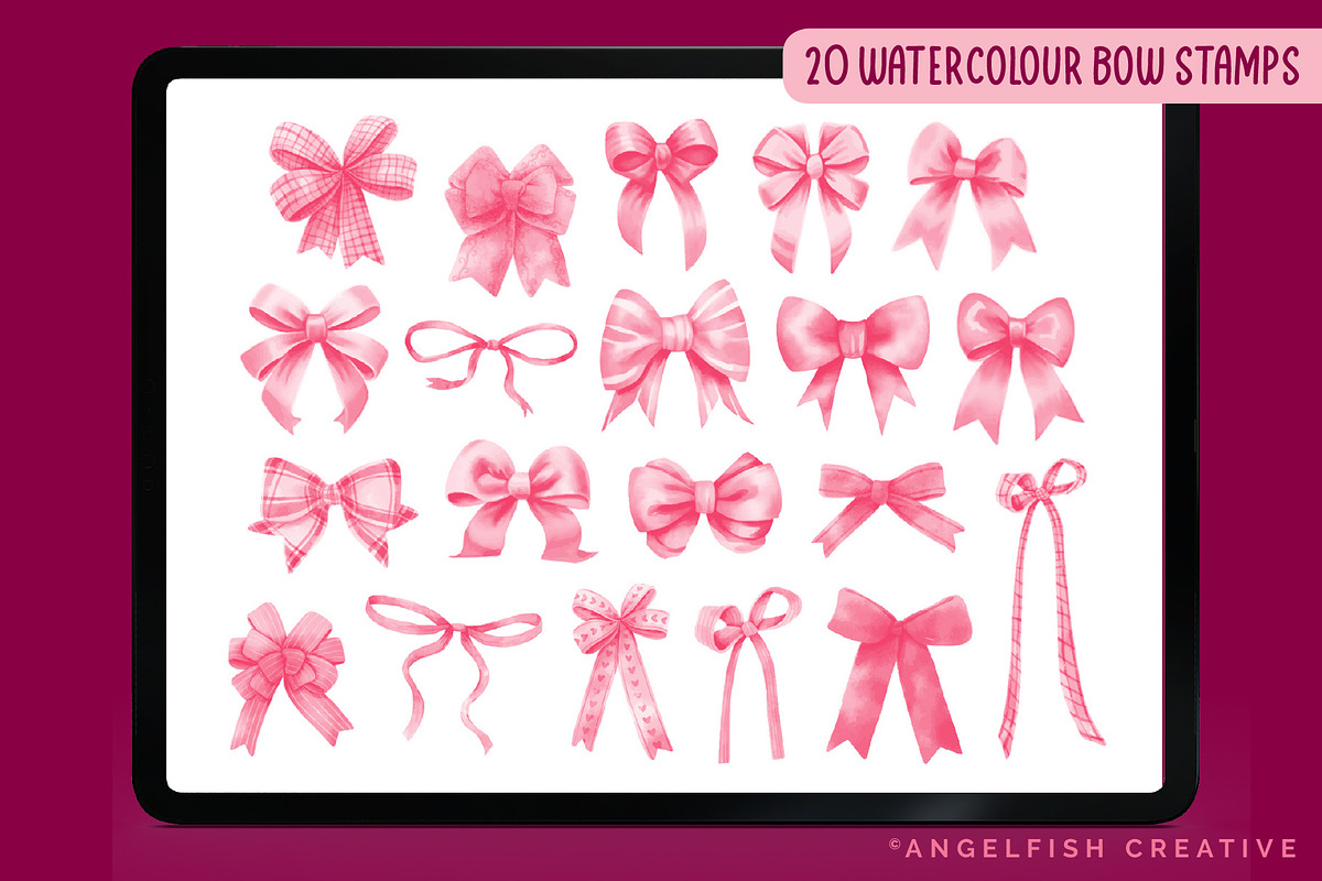 Coquette Bow Procreate Brush Set, a Brush Add-On by AngelfishCreative (Photo 5 of 10)