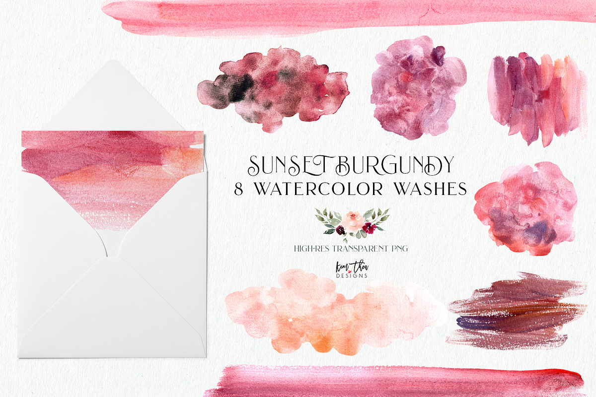 Sunset Burgundy Floral Set, an Illustration by Kim Thoa Designs (Photo 7 of 8)