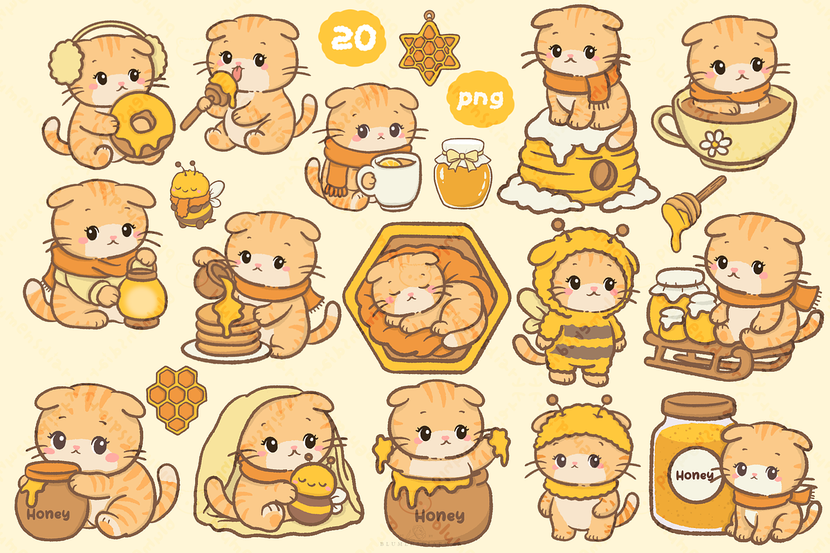 Winter Honey Orange Cat Clipart, an Animal Illustration by Blumensdiary (Photo 2 of 6)