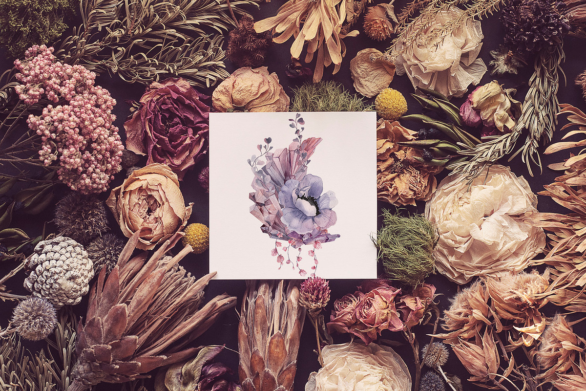 Mauve Gemstones Watercolor Clipart, an Illustration by ColorfulNest (Photo 10 of 11)
