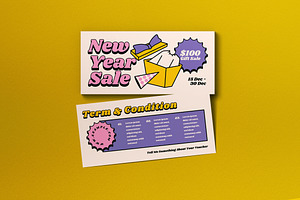 Purple Quirky New Year Sale Voucher, a Card Template by graphicook