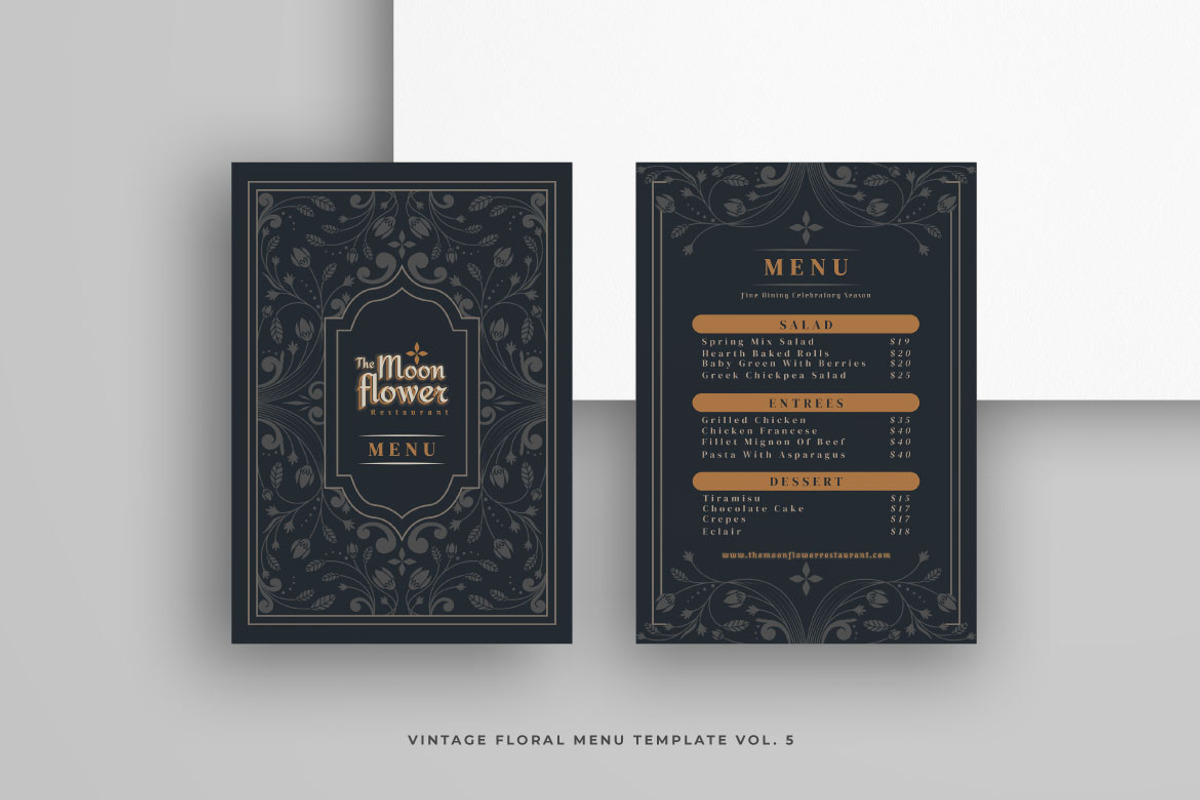 Vintage Floral Menu Vol.5, a Brochure Template by Bewalrus Studio (Photo 4 of 5)