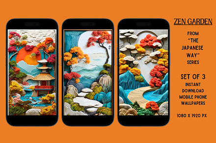 Mobile Phone Wallpaper (Zen Garden), a Wallpaper Graphic by Shisa Images