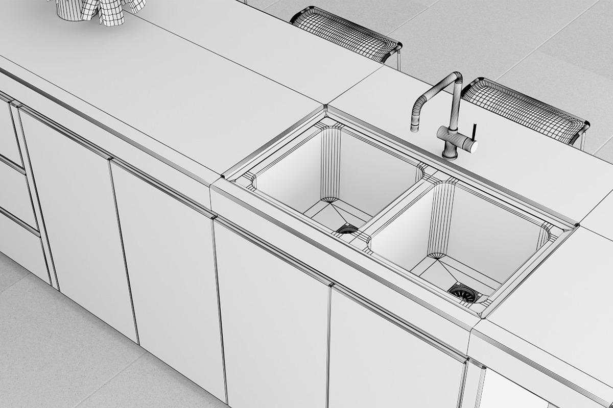 Kitchen C - High End Apartment, an Architecture 3D Model by 3DCargo (Photo 9 of 12)