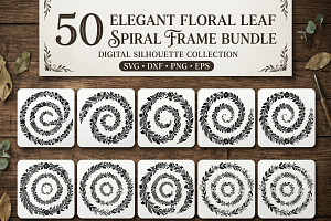 50 Elegant Floral Leaf Spiral Frame