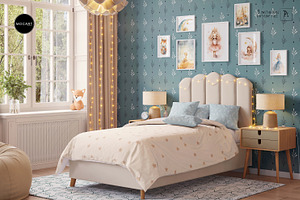 Kids Bedroom Wallpaper, Bedding V2