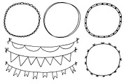 Hand-Drawn Vector frames and bunting, a Decorative Illustration by aivos (Thumbnail 4 of 4)