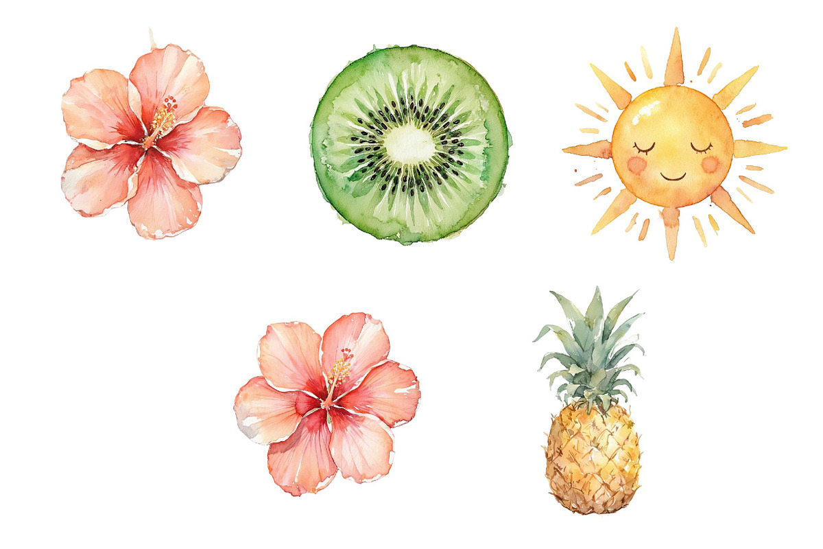 Whimsical Tropical Summer Clipart, an Illustration by DreamPrint404 (Photo 4 of 6)