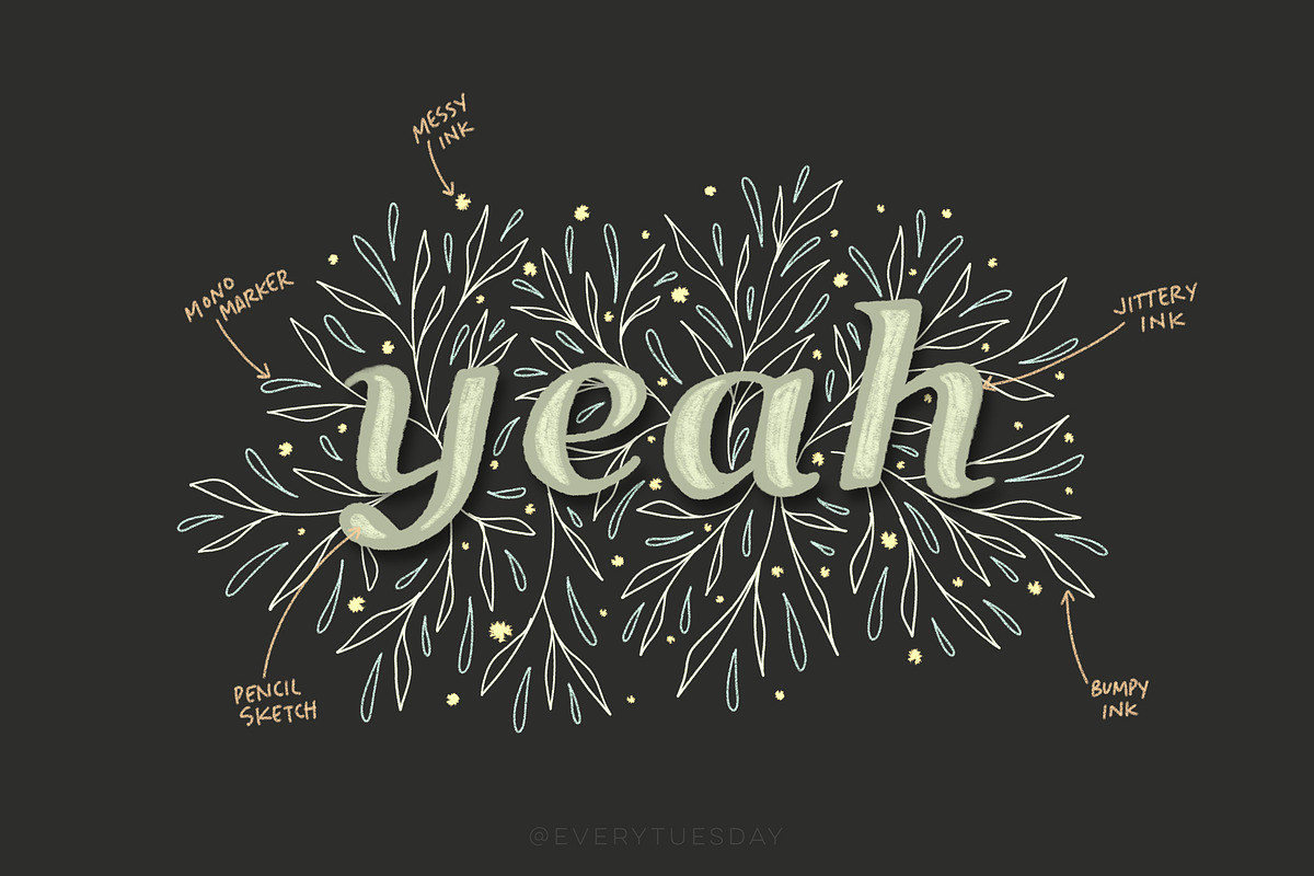 Font Lovers Lettering Brushes, a Brush Add-On by Every Tuesday (Photo 2 of 10)