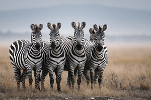 Zebras gathered at the grassland, a Photo by Beautiful things