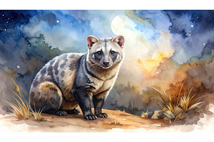 A nocturnal civet illuminated under, an Animal Photo by Igor Tichonow