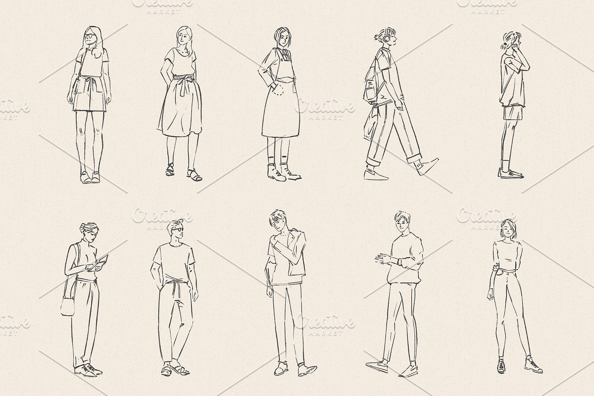 Hand Drawn People Illustrations, a Person Illustration by urgent studio (Photo 2 of 3)