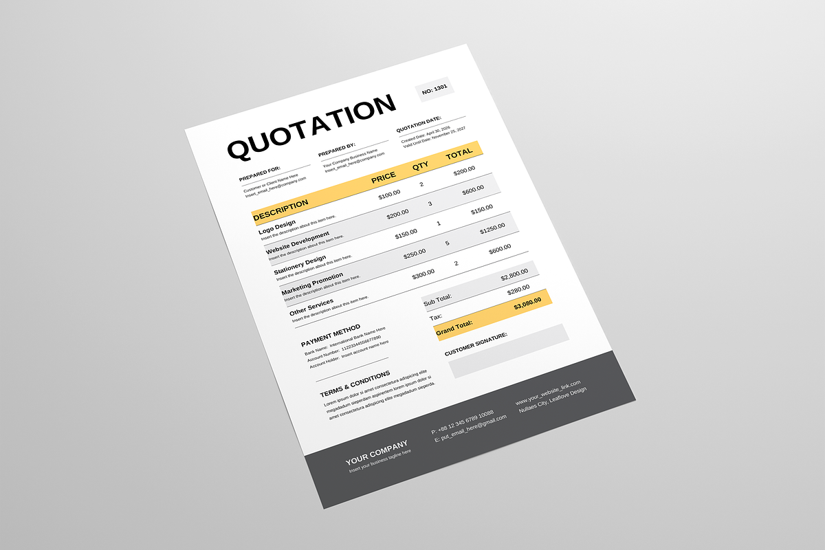 Quotation, a Stationery Template by Leaflove