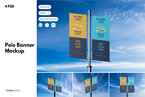 Pole Banner Mockup, an Advertising Mockup by DSNA Mockup